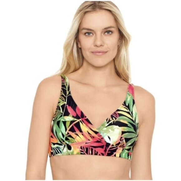 LAUREN RALPH LAUREN Midnight Tropical Surplice Underwire Padded Bikini Top 4 NWT - Picture 1 of 9